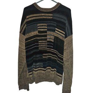 Geoffrey Beene Sweater Mens XL Geometric grandpa 90s Crewneck Brown